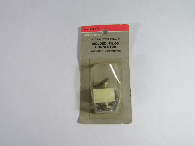 Archer 274-239 Molded Nylon Connector 9-Conductor Female 250V 8A NEW