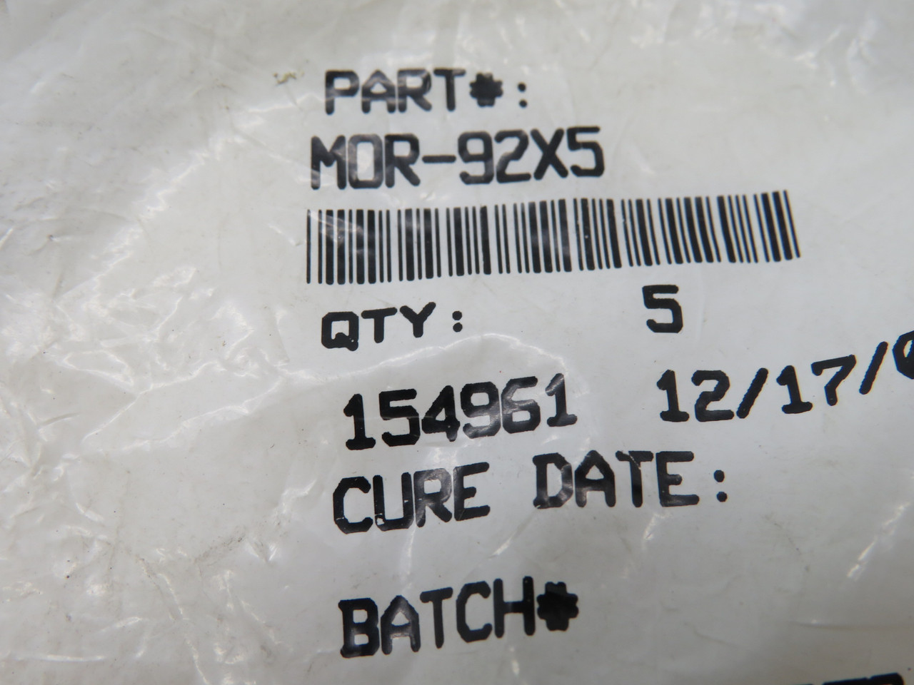 Hercules MOR-92X5 Nitrile O-Ring 102mmOD 92mmID 5mmW *OPEN BAG* 5-Pack NWB
