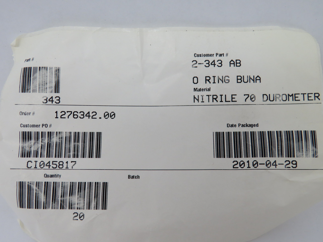 Daemar 343 Buna Nitrile O-Ring 3.725"ID 0.21"W Lot/19 *Open Bag* NWB