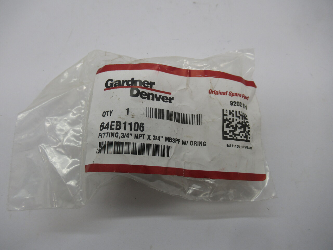 Gardner Denver 64EB1106 Fitting 3/4" NPT x 3/4" MBSPP W/ O-Ring NEW