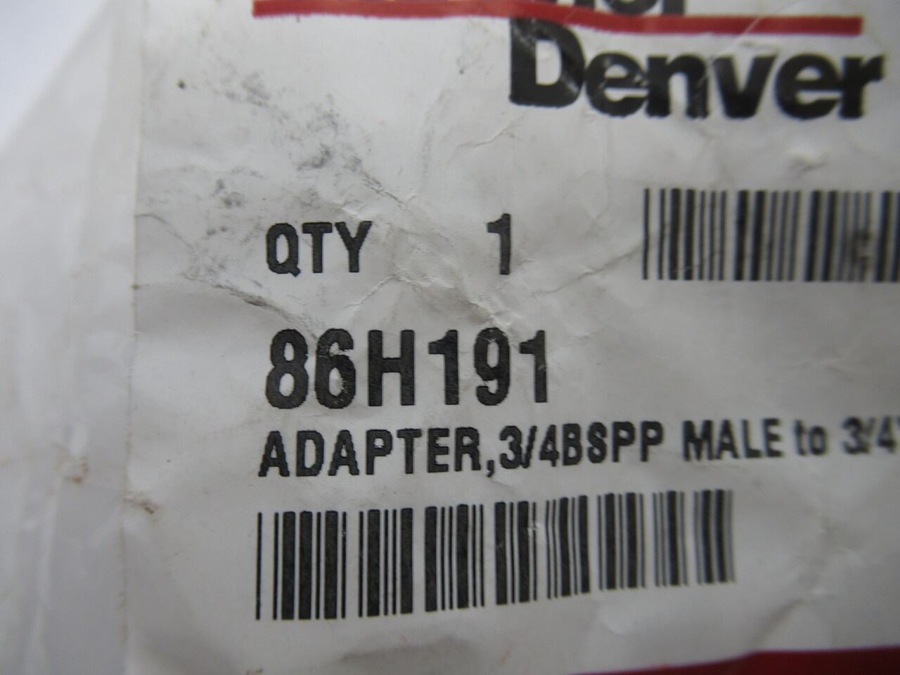 Gardner Denver 86H191 Adapter 3/4 BSPP Male to 3/4" JIC Male NEW