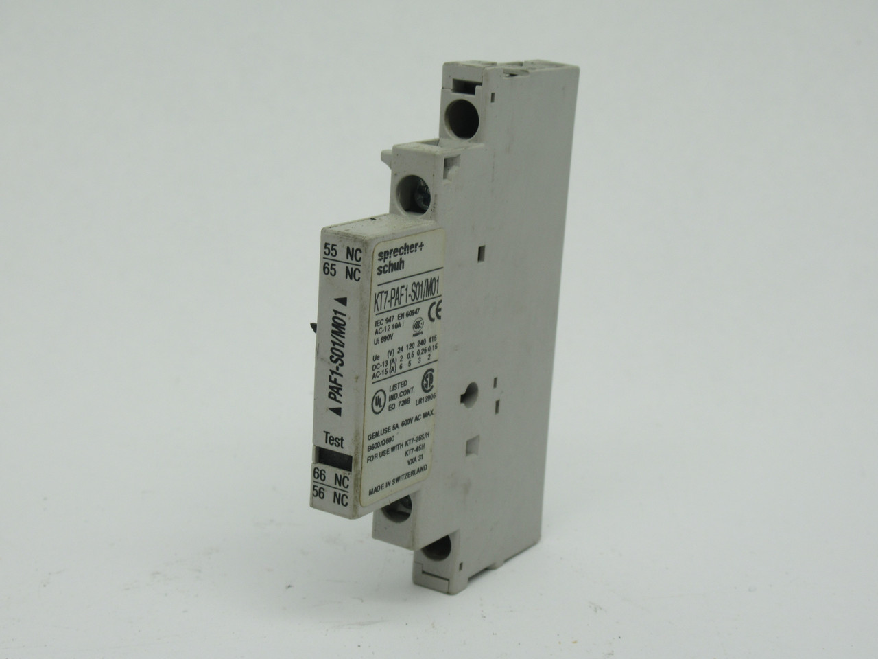Sprecher + Schuh KT7-PAF1-S01/M01 Side Mount Trip Contact 2P NC 600V 10A USED