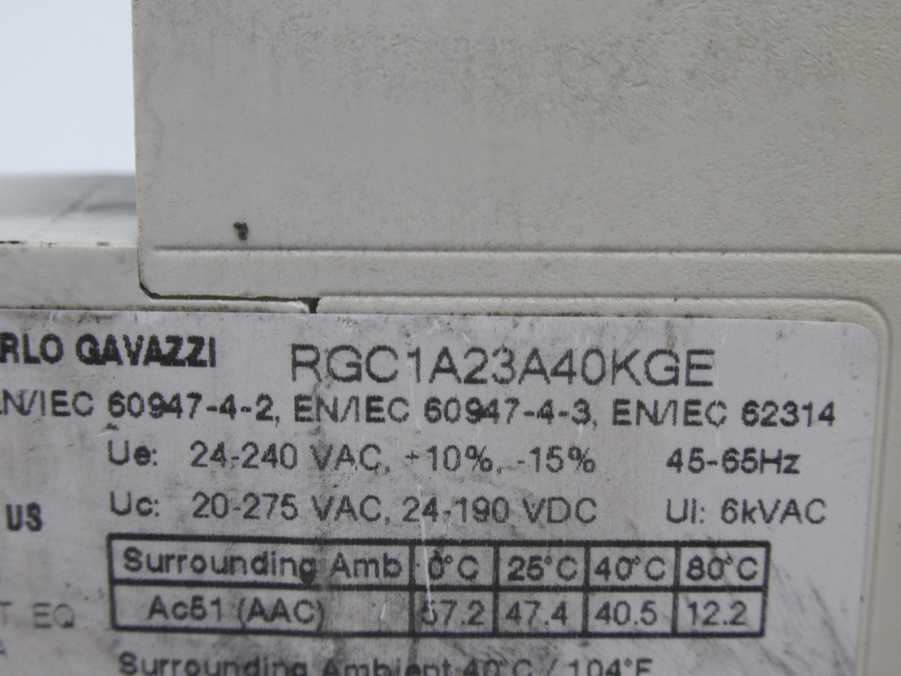 Carlo Gavazzi RGC1A23A40KGE Solid State Contactor 20-275VAC 40A 1P USED