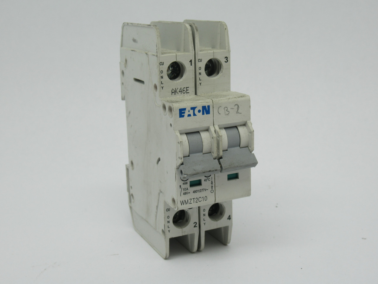 Eaton WMZT2C10 Mini Circuit Breaker 480/277V 10A 2-Pole USED