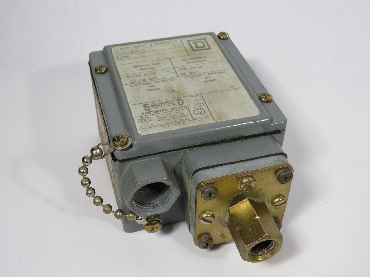 Square D 9012-GAW-5 Ser C Pressure Switch 3-150 psig 474 psig  No Form USED