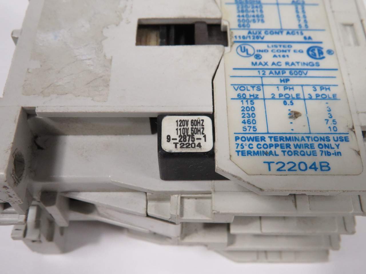 Cutler-Hammer CE15CNS3AB Contactor 12A 3-Pole 110V@50Hz 120V@60Hz USED