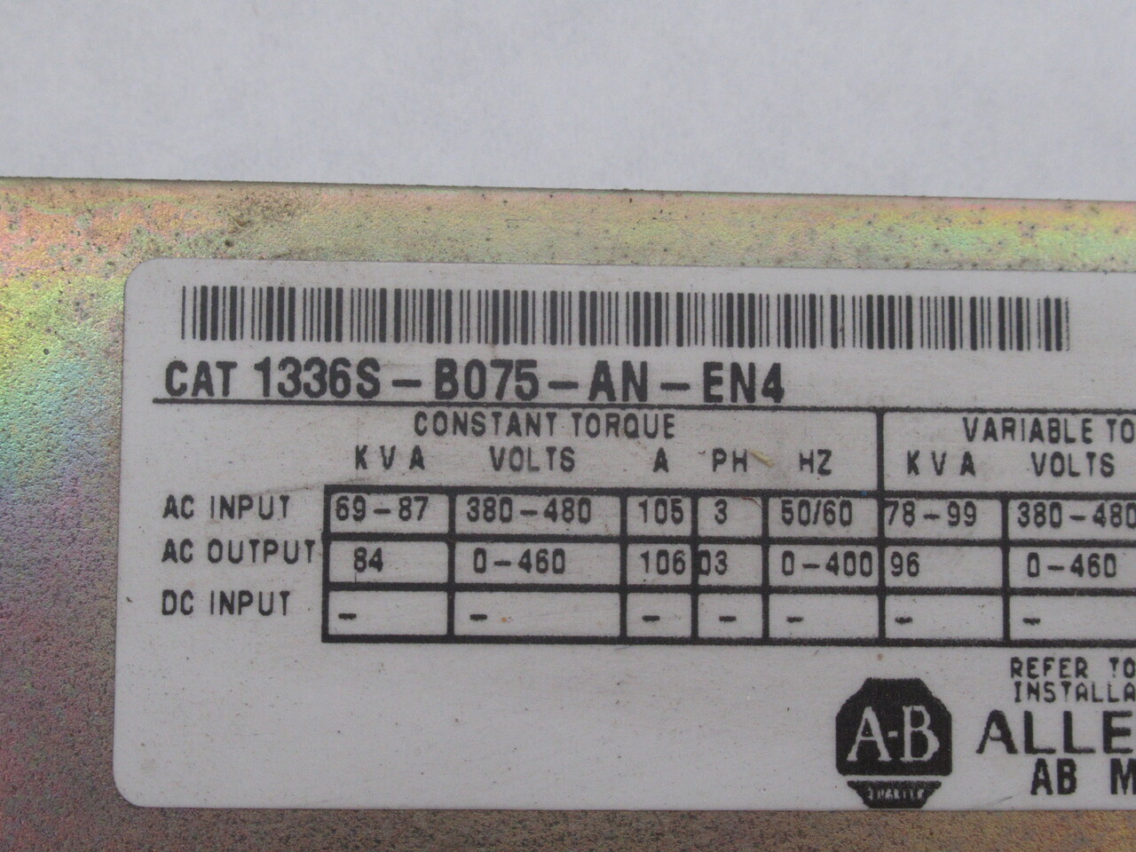 Allen-Bradley 1336S-B075-AN-EN4 AC Drive Circuit Board 3Ph 0-460V 106A AS IS