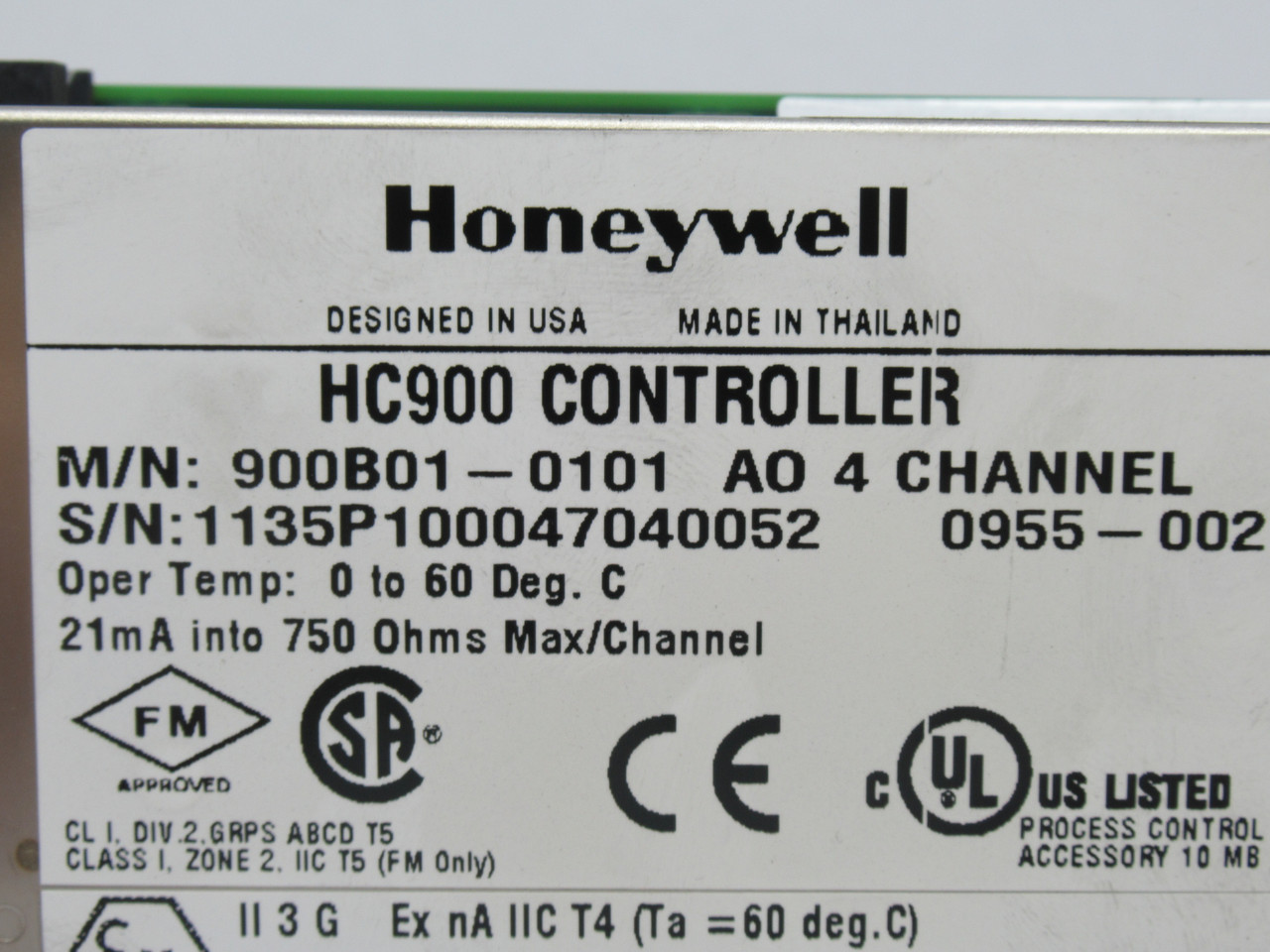 Honeywell 900B01-0101 Analog Output Module 4 Channel 21mA 750 Ohms USED
