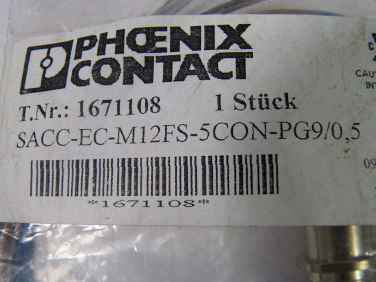 Phoenix Contact SACC-EC-M12FS-5CON-PG9/0.5 Connector Flush Type Sensor NWB