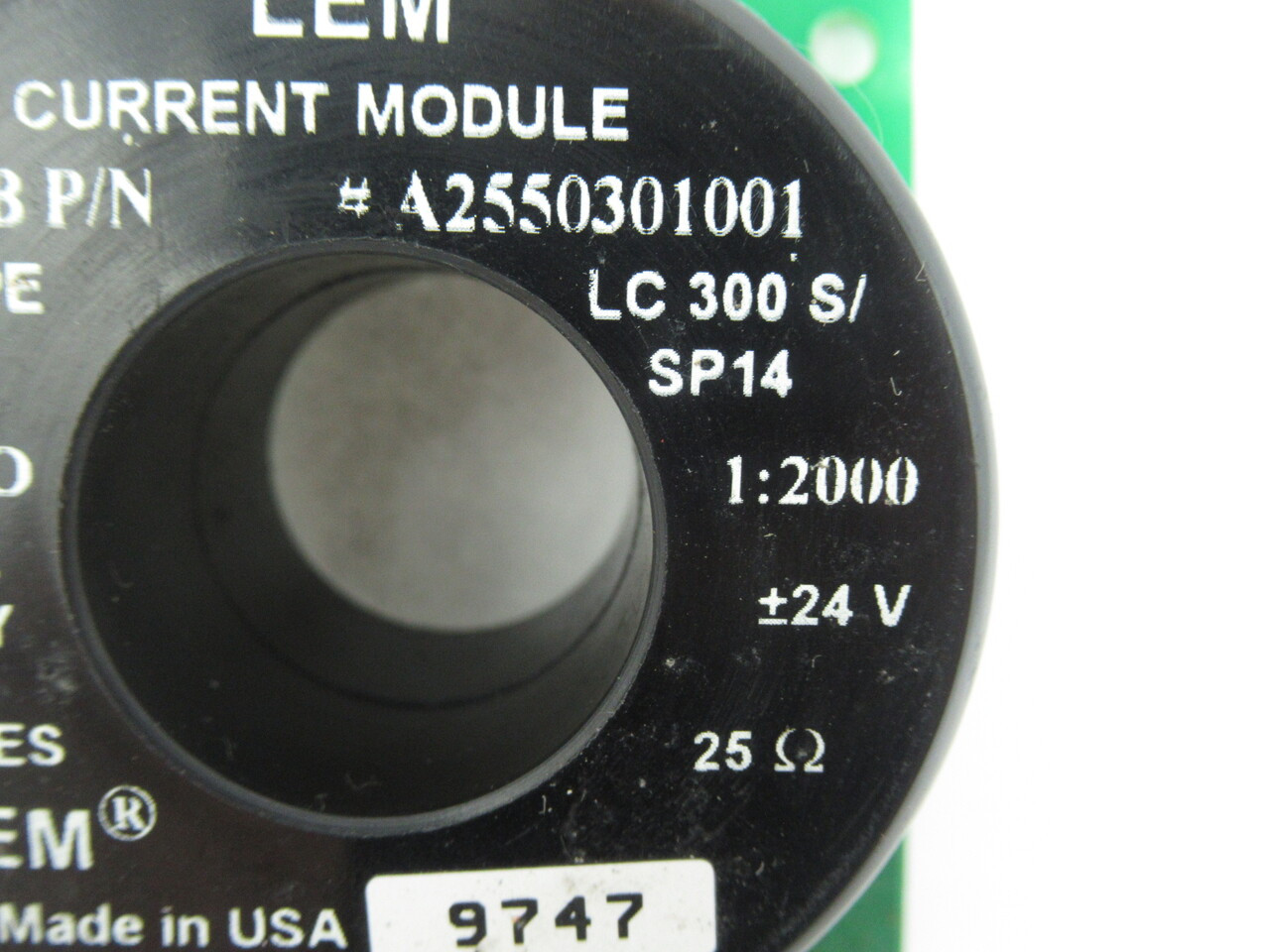 LEM A2550301001 Current Module 1:2000 Ratio 24V 25 Ohms USED