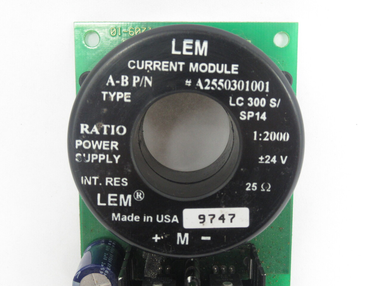 LEM A2550301001 Current Module 1:2000 Ratio 24V 25 Ohms USED
