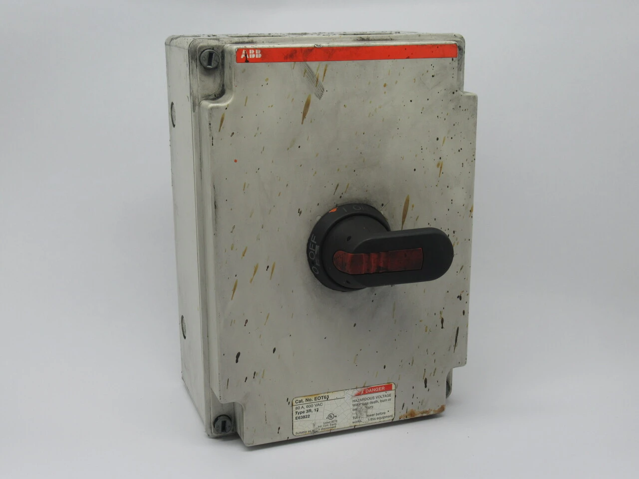 ABB EOT63 Plastic Enclosed Disconnect Switch 80A 600VAC *STAINED* USED