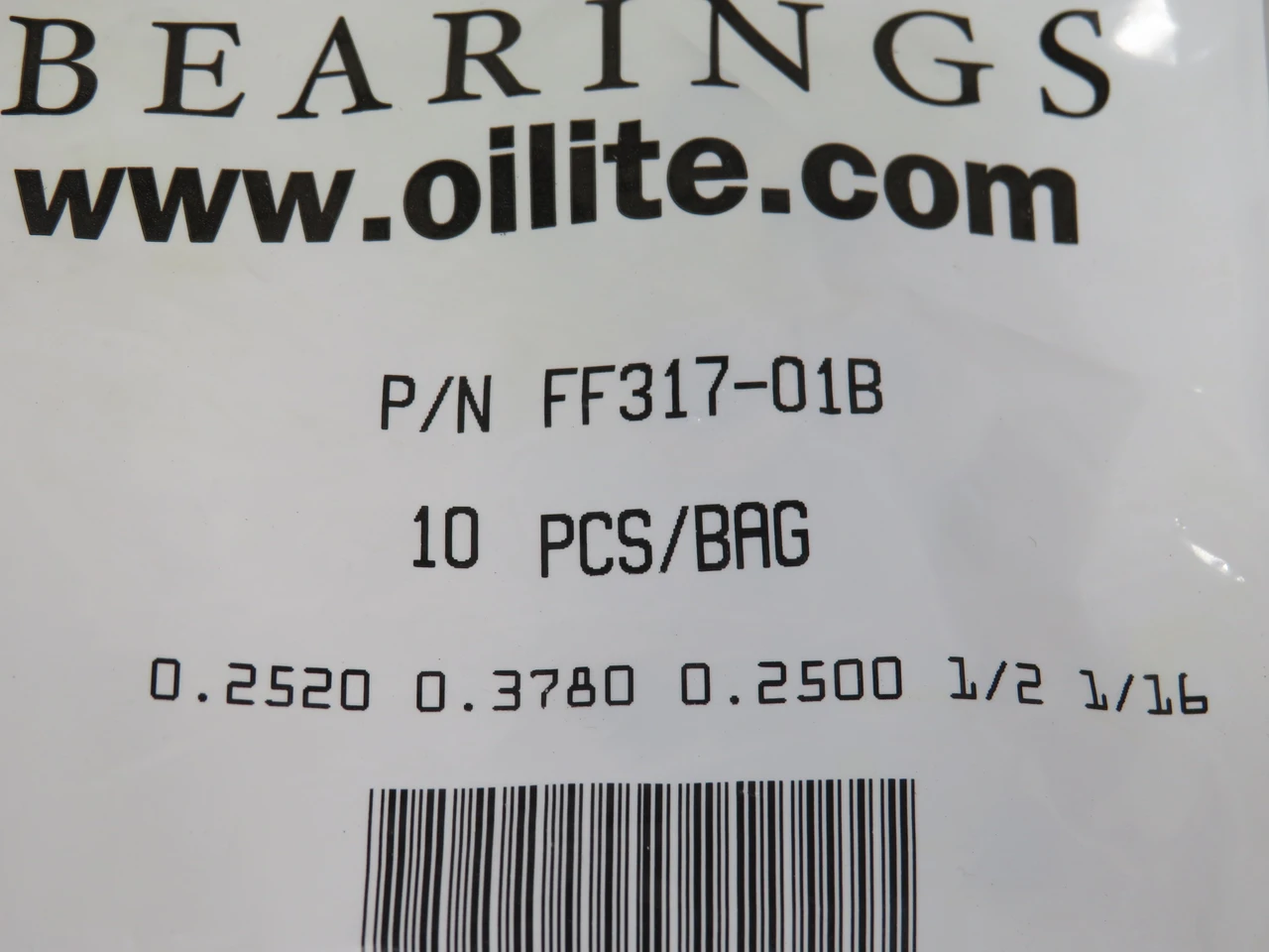 Oilite FF317-01B Flanged Sleeve Bearing 1/2" OD 1/4" ID 1/4" W 10-Pack NWB