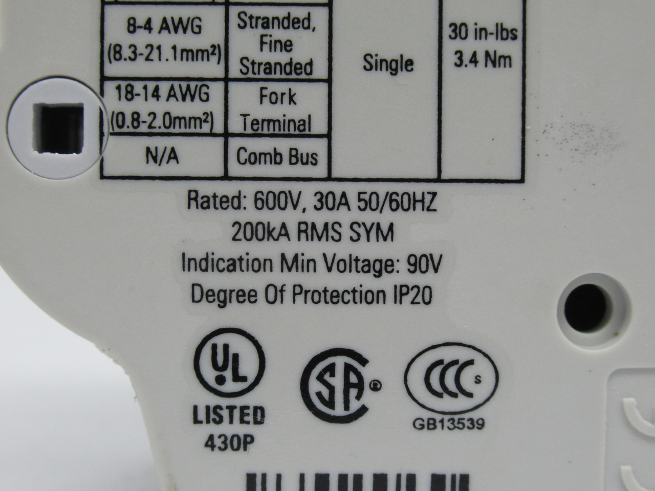 Eaton Bussmann CHCC2DIU Fuse Holder w/ Indicator 30A 600V 2-Pole USED