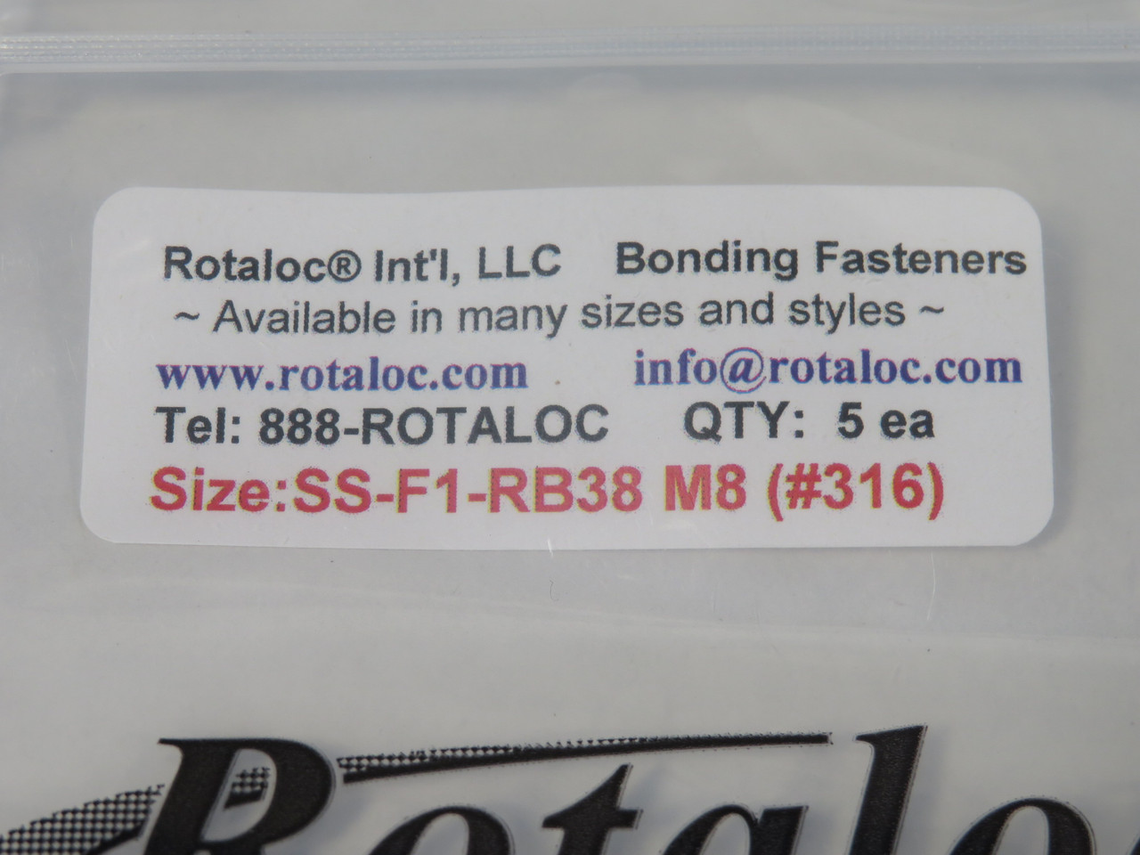 Rotaloc SS-F1-RB38-M8 Stainless Steel Bonding Fastener 38mm D M8 Nut 5-Pack NWB