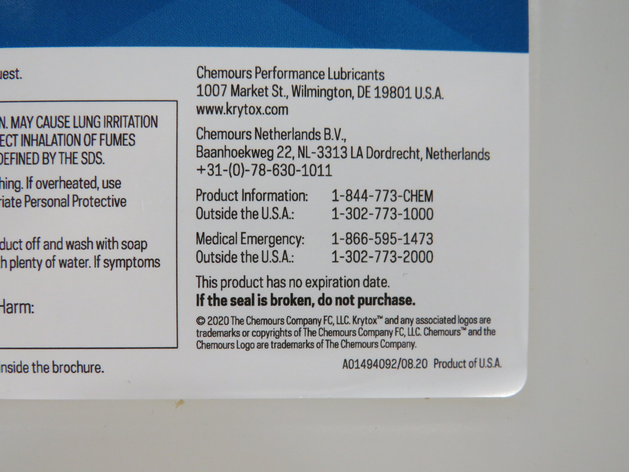 Krytox VPF1506 Vacuum Pump Fluid Lubricant 5kg NEW