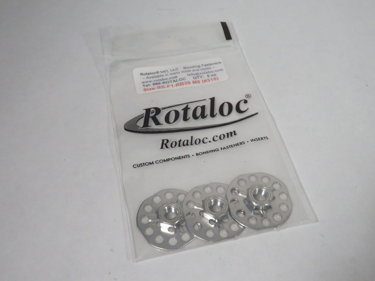 Rotaloc SS-F1-RB38-M8 Stainless Steel Bonding Fastener 38mm D M8 Lot of 3 NWB