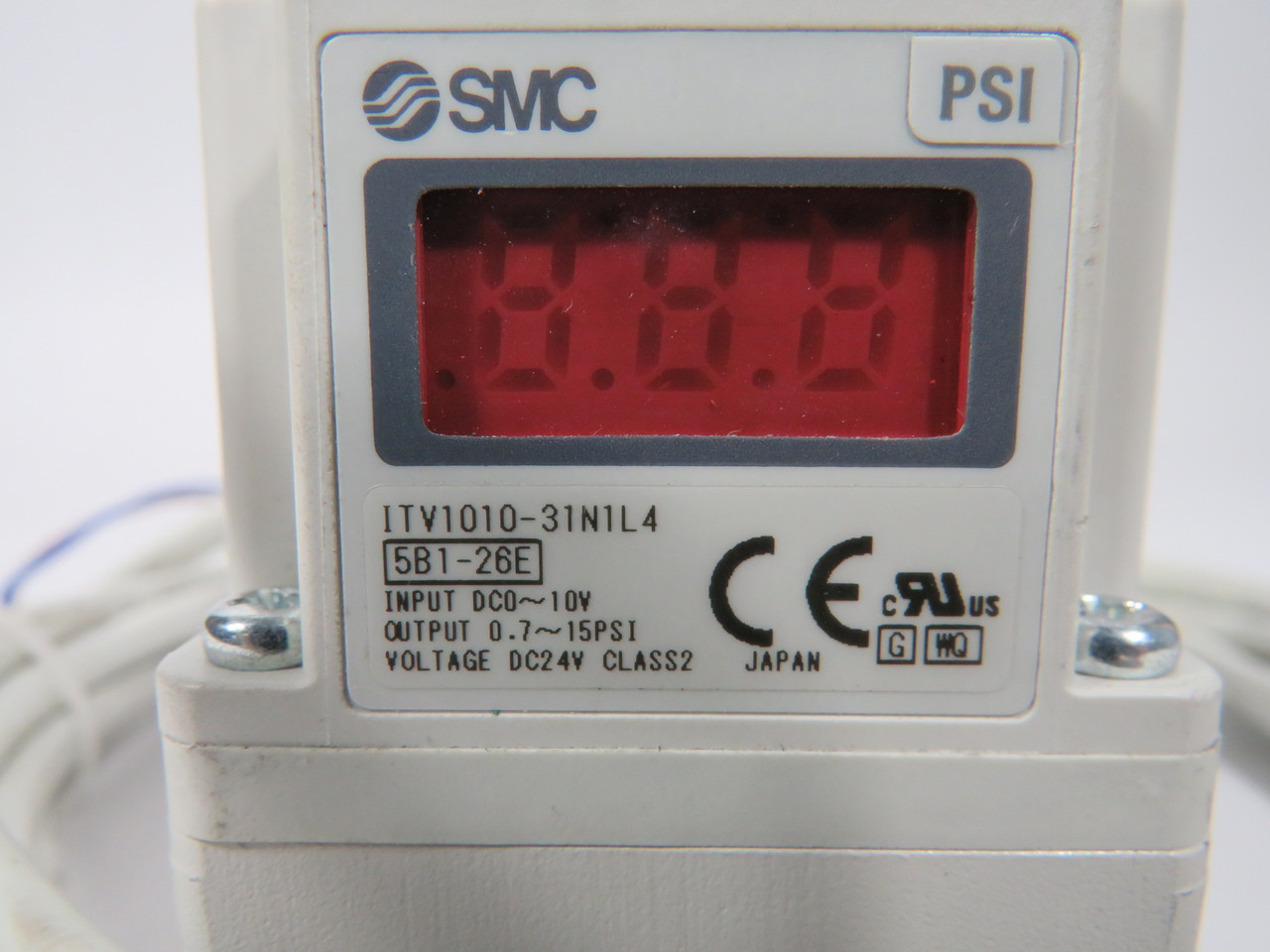SMC ITV1010-31N1L4 Electro-Pneumatic Regulator 0.1MPa 0.7-15psi DMG'D CABLE USED