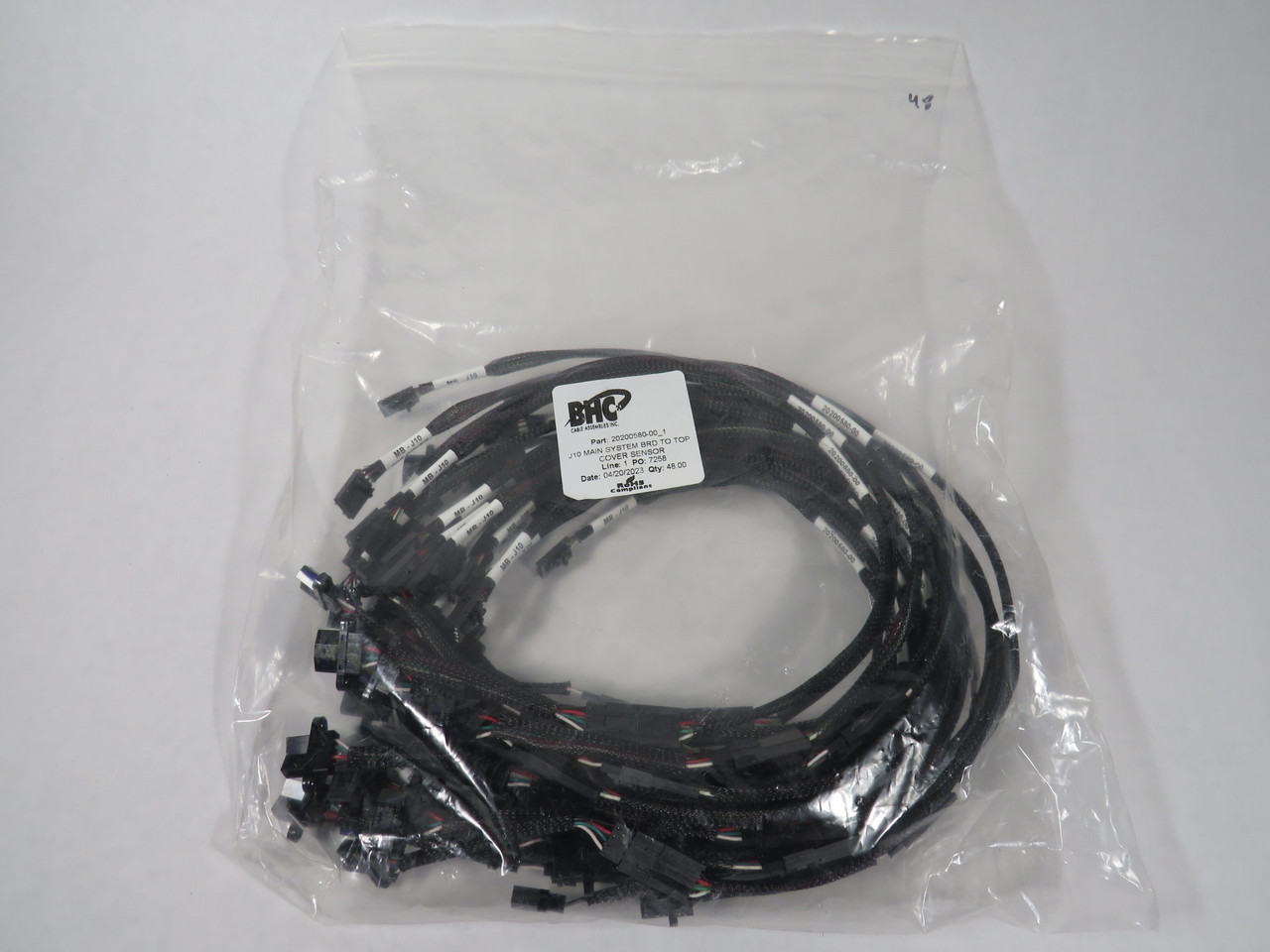 BHC 20200580-00_1 J10 Main System Board to Top Cover Sensor 17" L Lot of 28 NWB