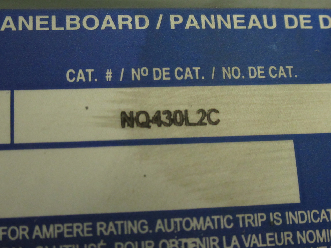 Square D NQ430L2C Panelboard Interior 225A 30-Pole 3Ph 4-Wire 240VAC 48VDC NOP