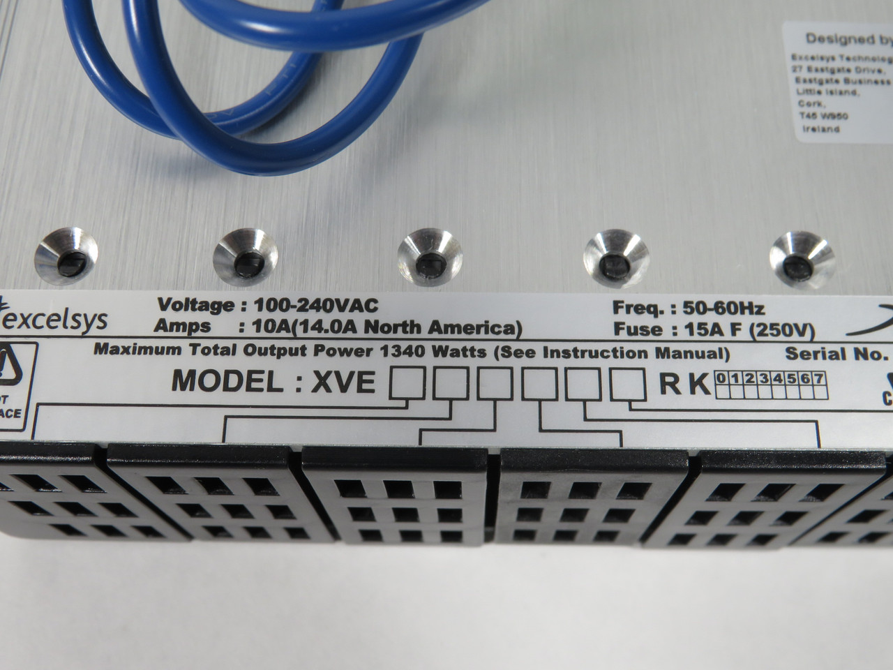 Excelsys XVERK Power Supply 1340W 100-240V 50-60Hz 10A 15A Fuse (250V) NEW