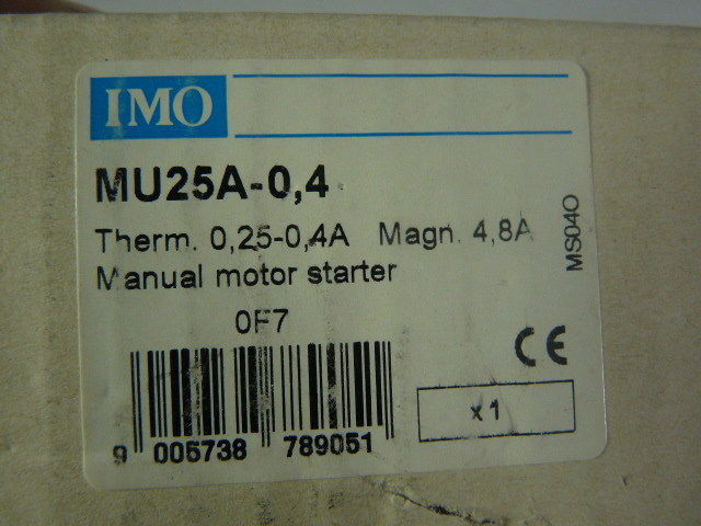 IMO MU25A-0.4 Thermal Manual Motor Starter 0.25-0.4A NEW