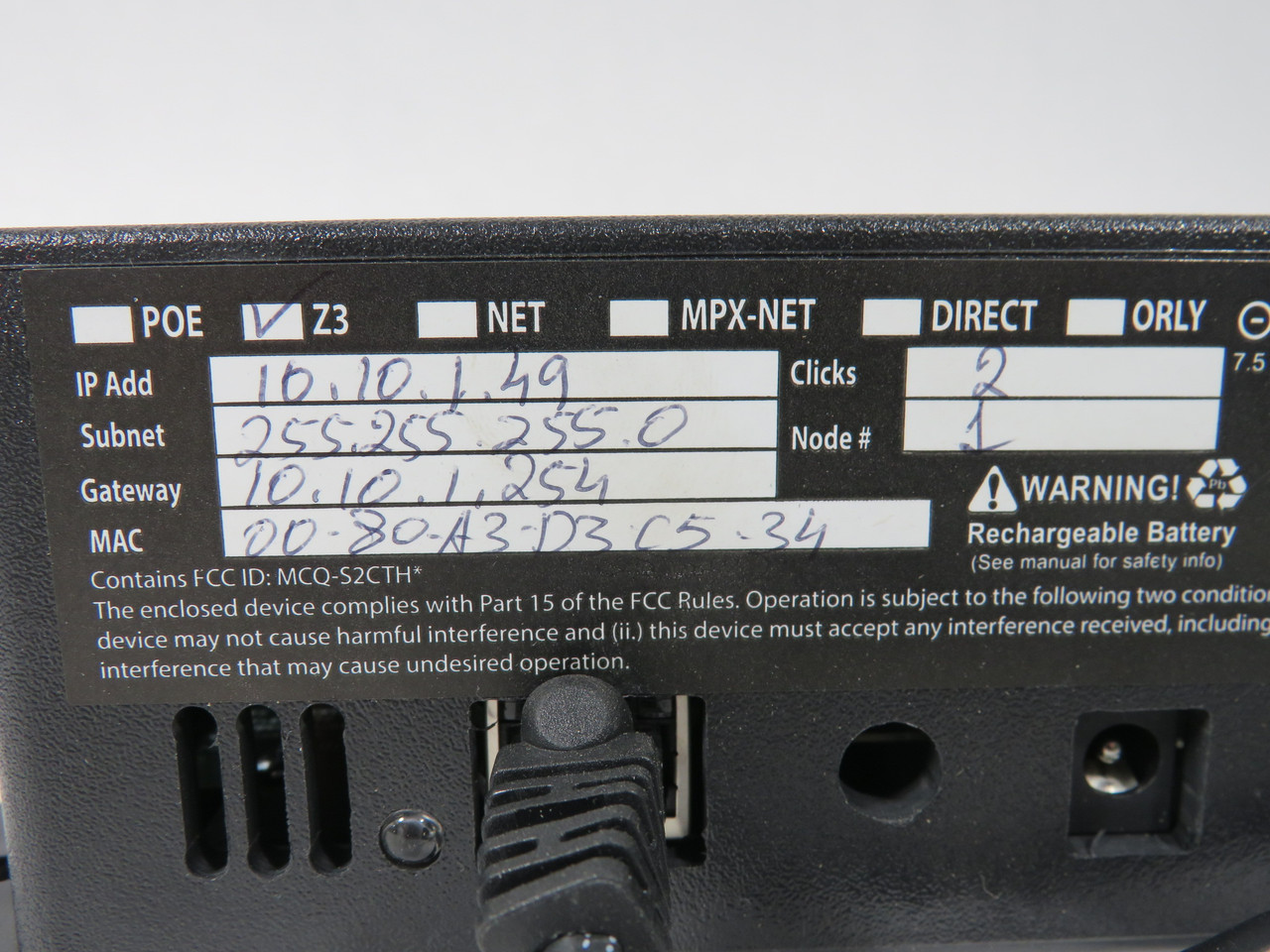 Rees Scientific Z3-NET-20898 Network Device C/W Adapter 7.5VDC 1A USED