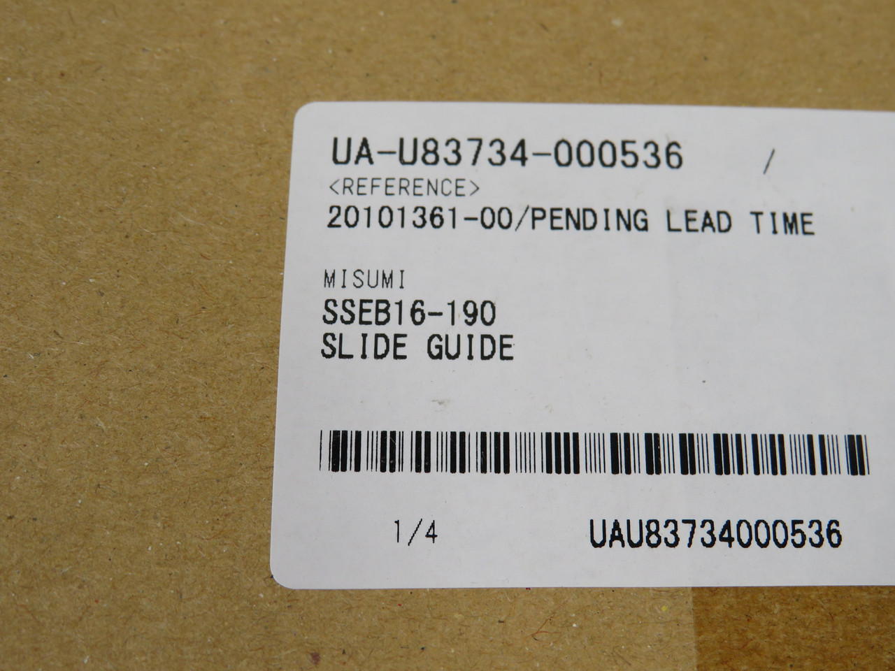 Misumi SSEB16-190 Miniature Linear Guide 190mm L SEALED BOX NEW