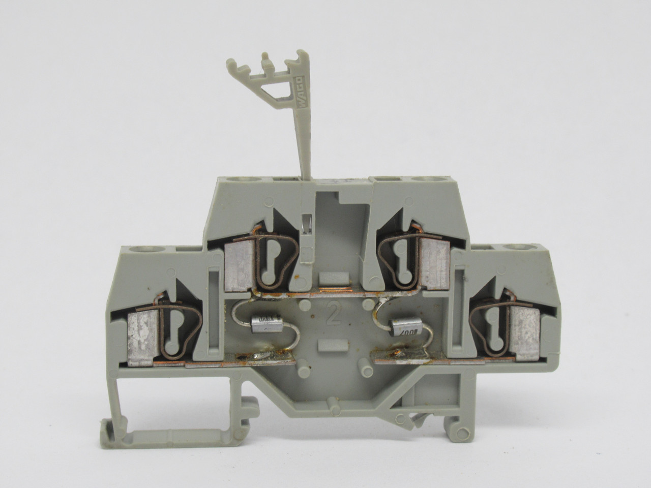 Wago 281-635/281-490 Component Terminal Block w/ 2 Diodes 4mm Gray USED