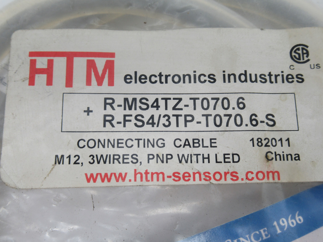 HTM R-MS4TZ-T070.6+R-FS4/3TP-T070.6-S Double Ended Cable M12 Male-M12 Female NWB