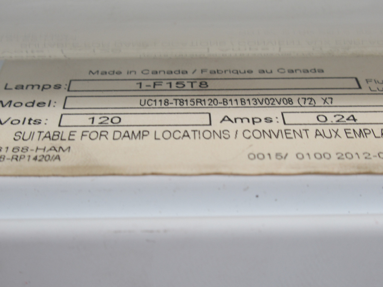 Generic UC118-T815R120-B11B13V02V08 (72)X7 Light Fixture 120V 0.24A USED