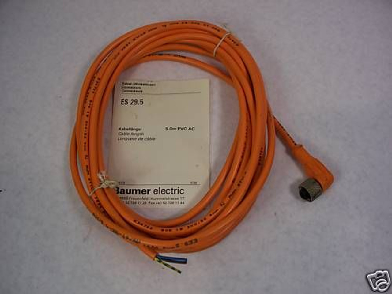 BAUMER ES29.5 Cable Connector 5m NOP