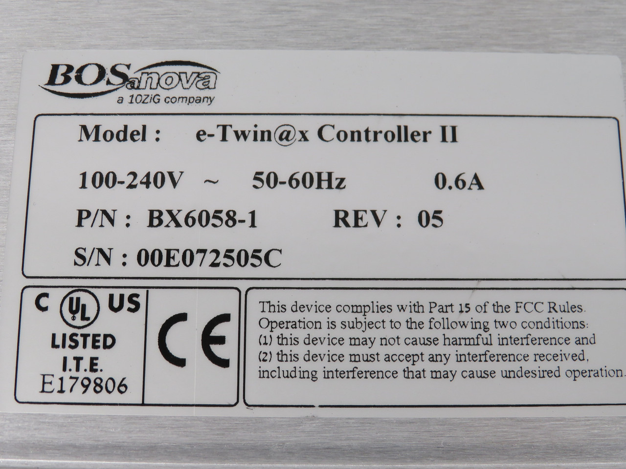 BOSaNOVA BX6058-1 e-Twinax Controller 100-240V 0.6A Rev 05 V 3.12.31 USED