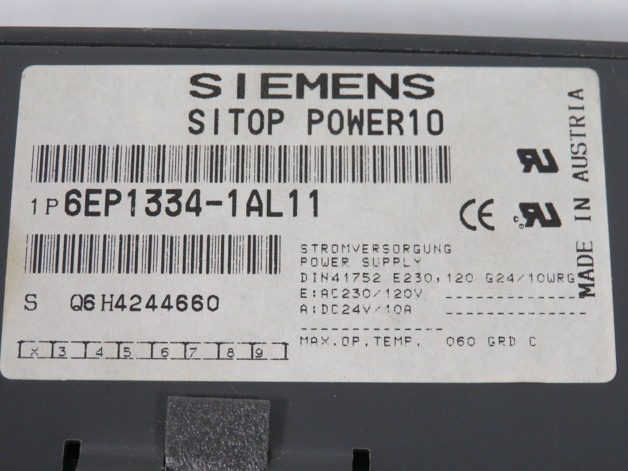 Siemens 6EP1334-1AL11 SITOP Power Supply 24VDC 10A Output 120/230V Input USED