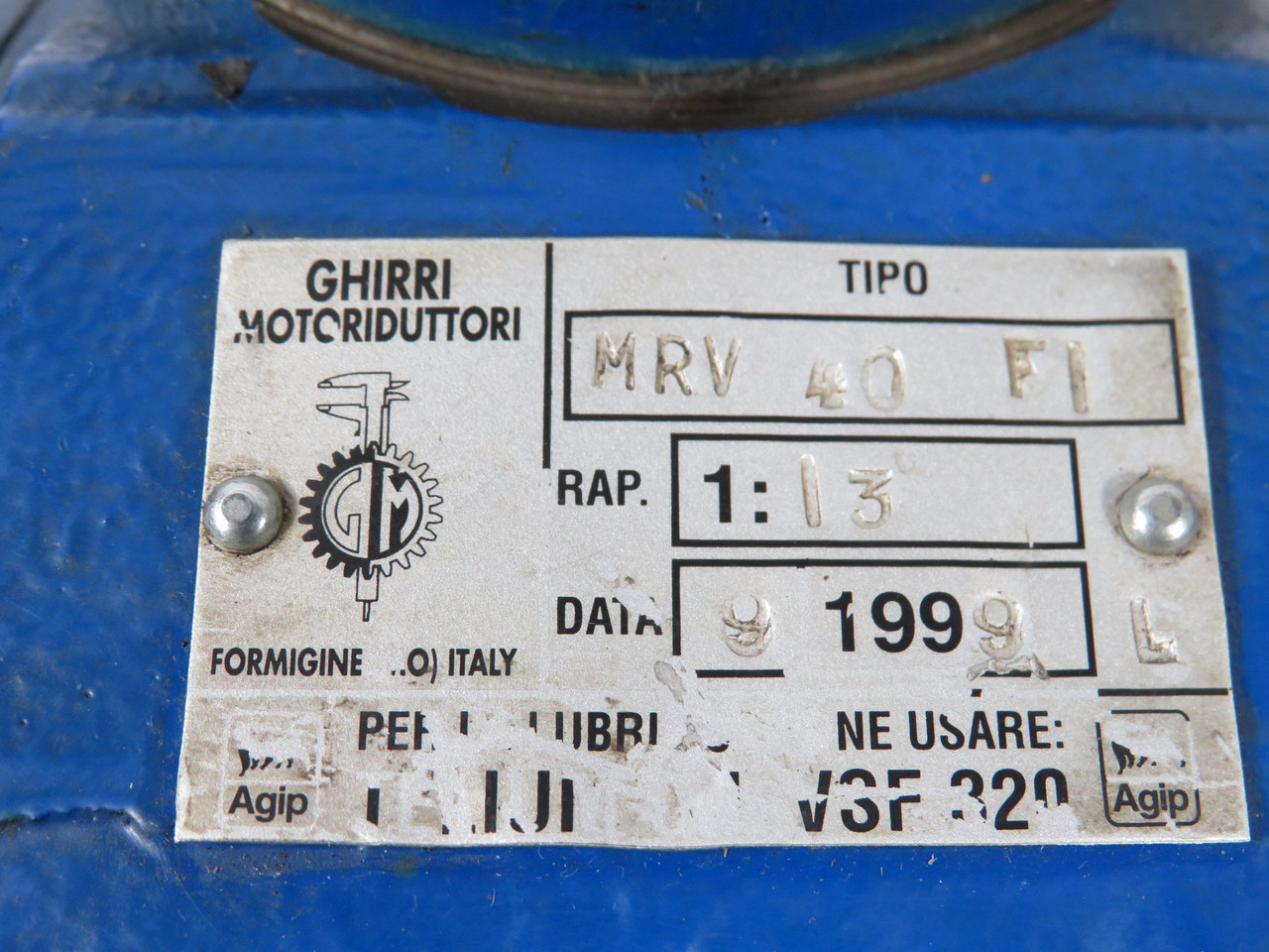 Ghirri Motoriduttori MRV40-F1 Worm Gear Reducer 1:13 Ratio USED