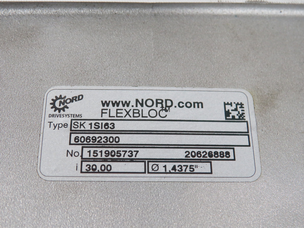 Nord SK1SI63 Worm Gear Reducer 30:1 Ratio SHELF WEAR NOP