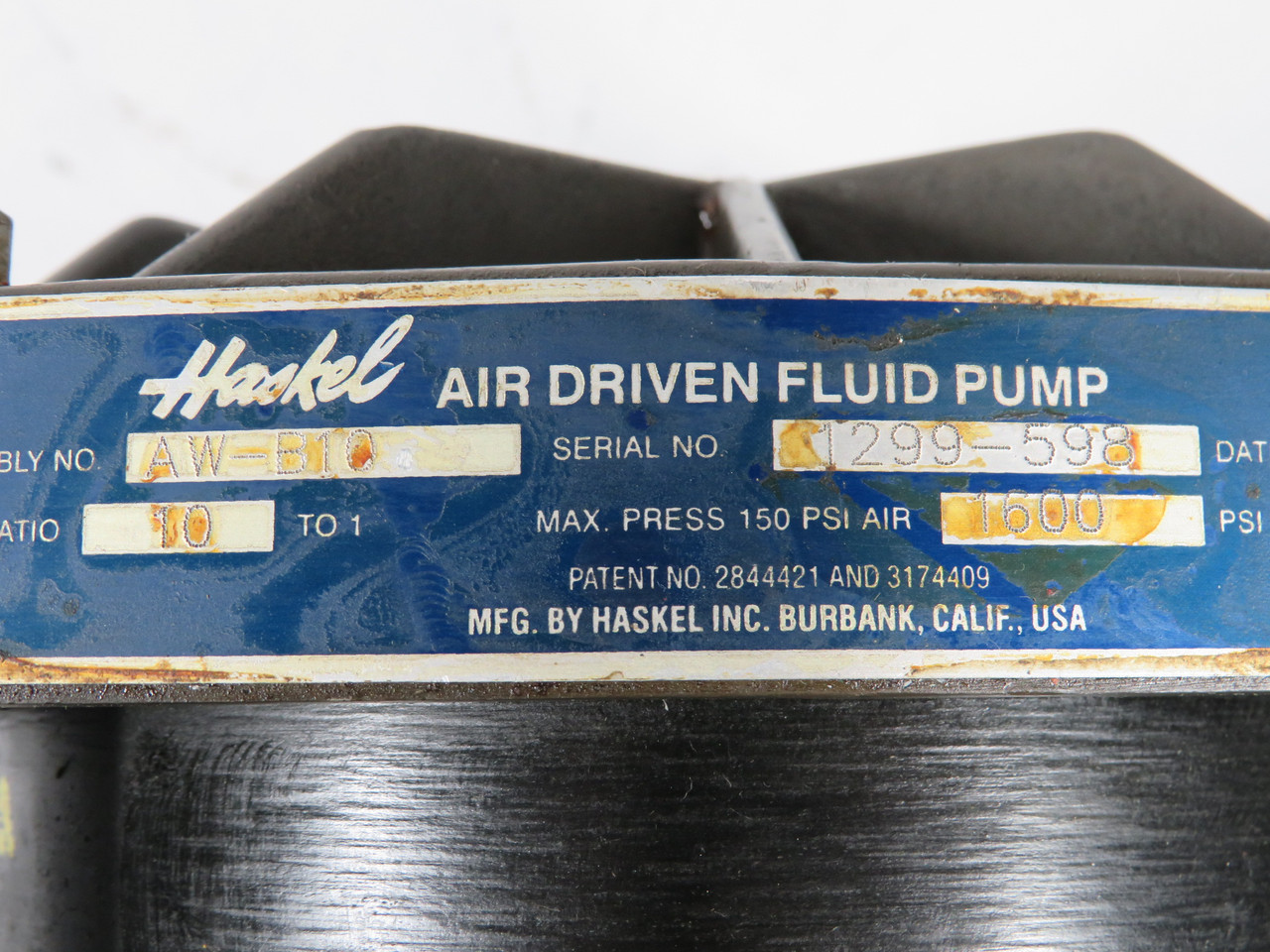 Haskel AW-B10 Air-Driven Fluid Pump 10:1 Ratio 1600 psi Liquid NO MOUNT USED