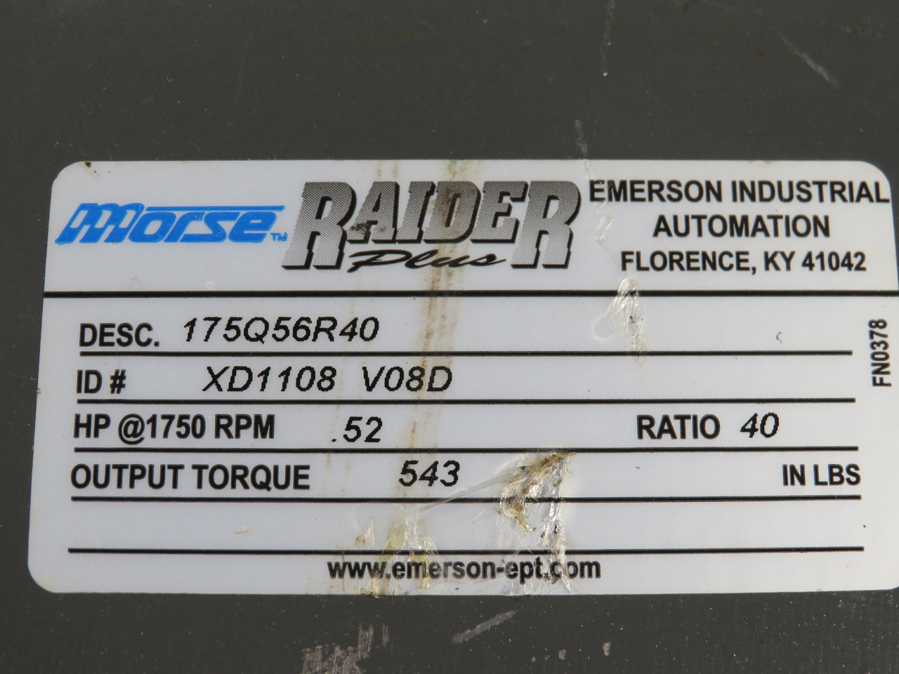 Emerson 175Q56R40 Morse Raider Plus Gear Reducer 40:1 Ratio  SHELF WEAR NOP
