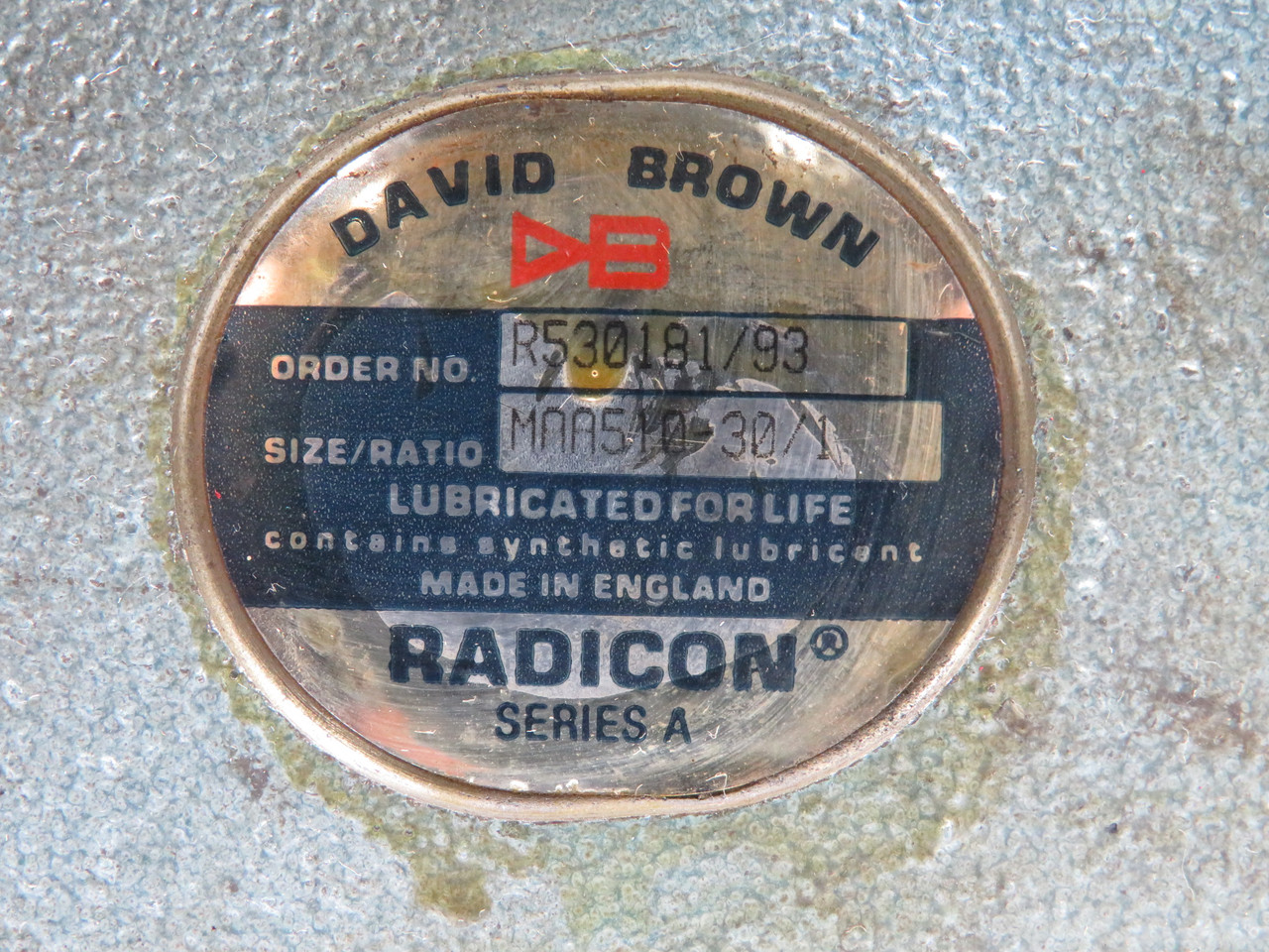David Brown Radicon R530181/93 Gear Reducer MAA510 30:1 Ratio USED