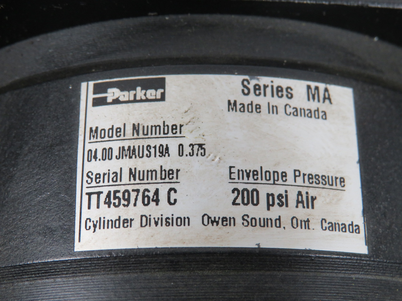 Parker 04.00JMAUS19A0.375 Air Cylinder 4" B .375" S 200 psi SHELF WEAR NOP