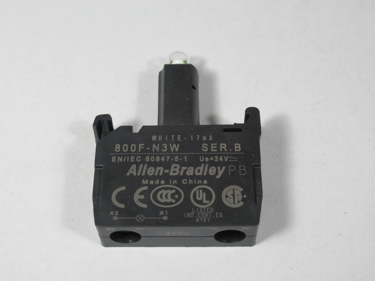 Allen-Bradley 800F-N3W White Push Button Lamp Module 17mA 24V Series B NOP