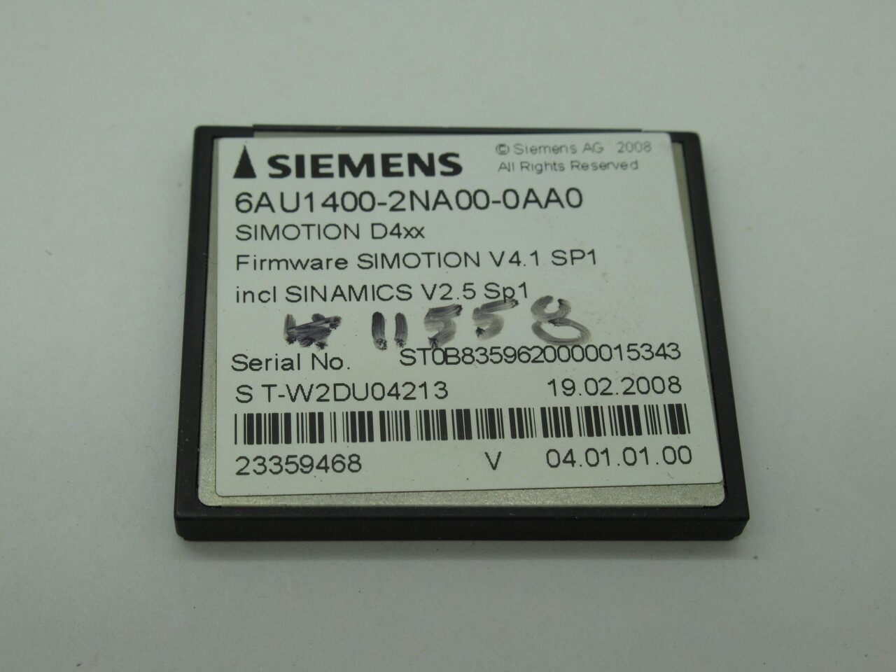 Siemens 6AU1400-2NA00-0AA0 Simotion D4xx Compact Flashcard F/W V4.1 SP1 USED