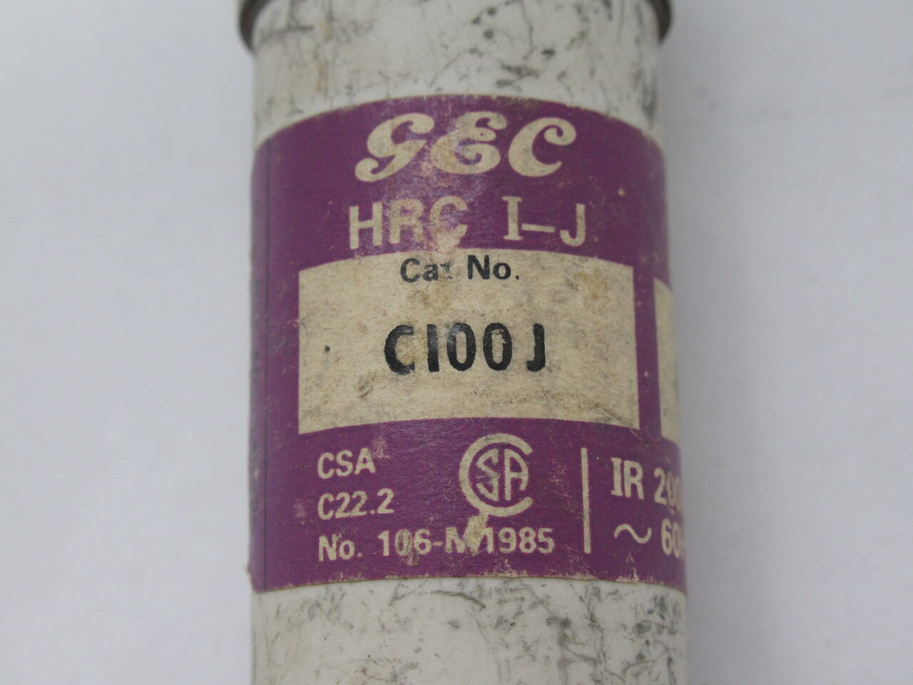 GEC C100J Closed Hole Bolt On HRC I-J Fuse 100A 600V *LOT OF 10* USED