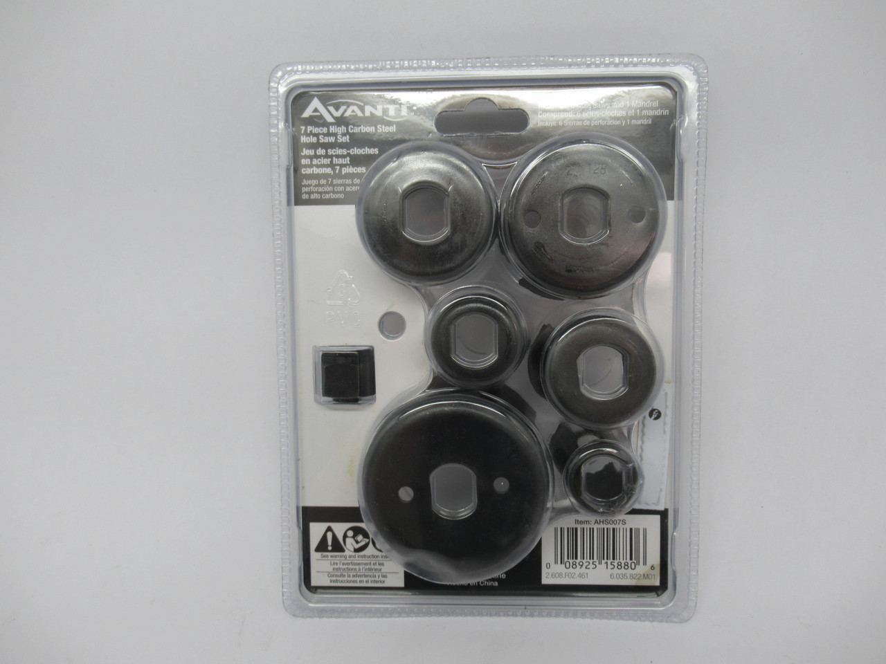Avanti AHS007S 7-Piece High Carbon Steel Hole Saw Set 1 to 2-1/2" Range NEW