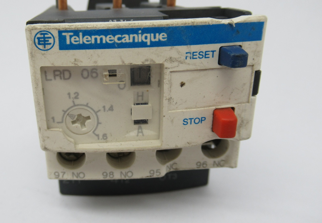 Telemecanique LRD-06 Bimetallic Overload Relay 1-1.6Amp *FRONT CLIP BROKEN* USED