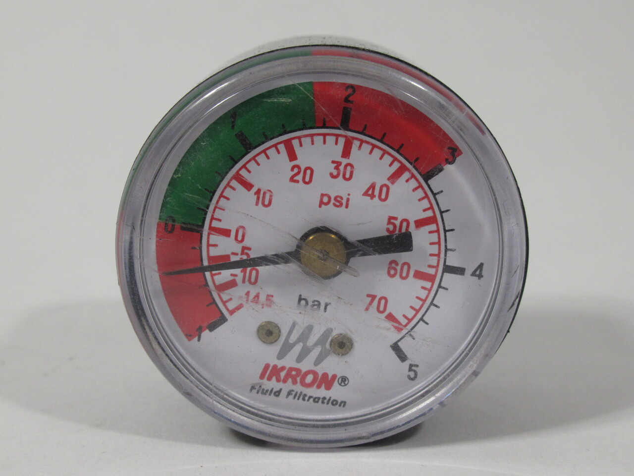 Ikron HI12-M-NA-03 Pressure Gauge -14.5-70 psi -1-5 Bar SCRATCHED USED
