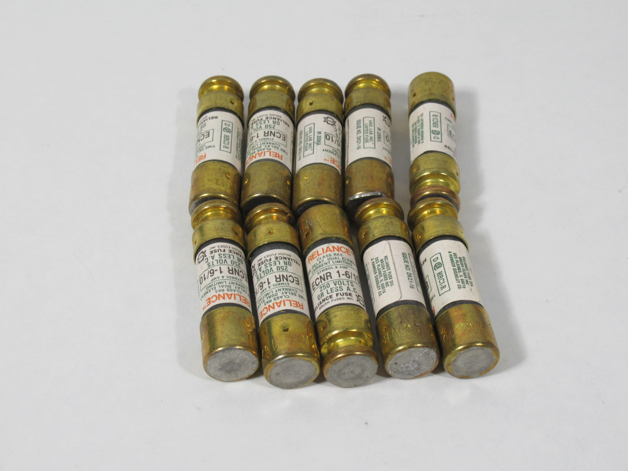 Reliance ECNR-1-6/10 Time Dual Element Fuse 1-6/10A 250VAC LOT OF 10 USED