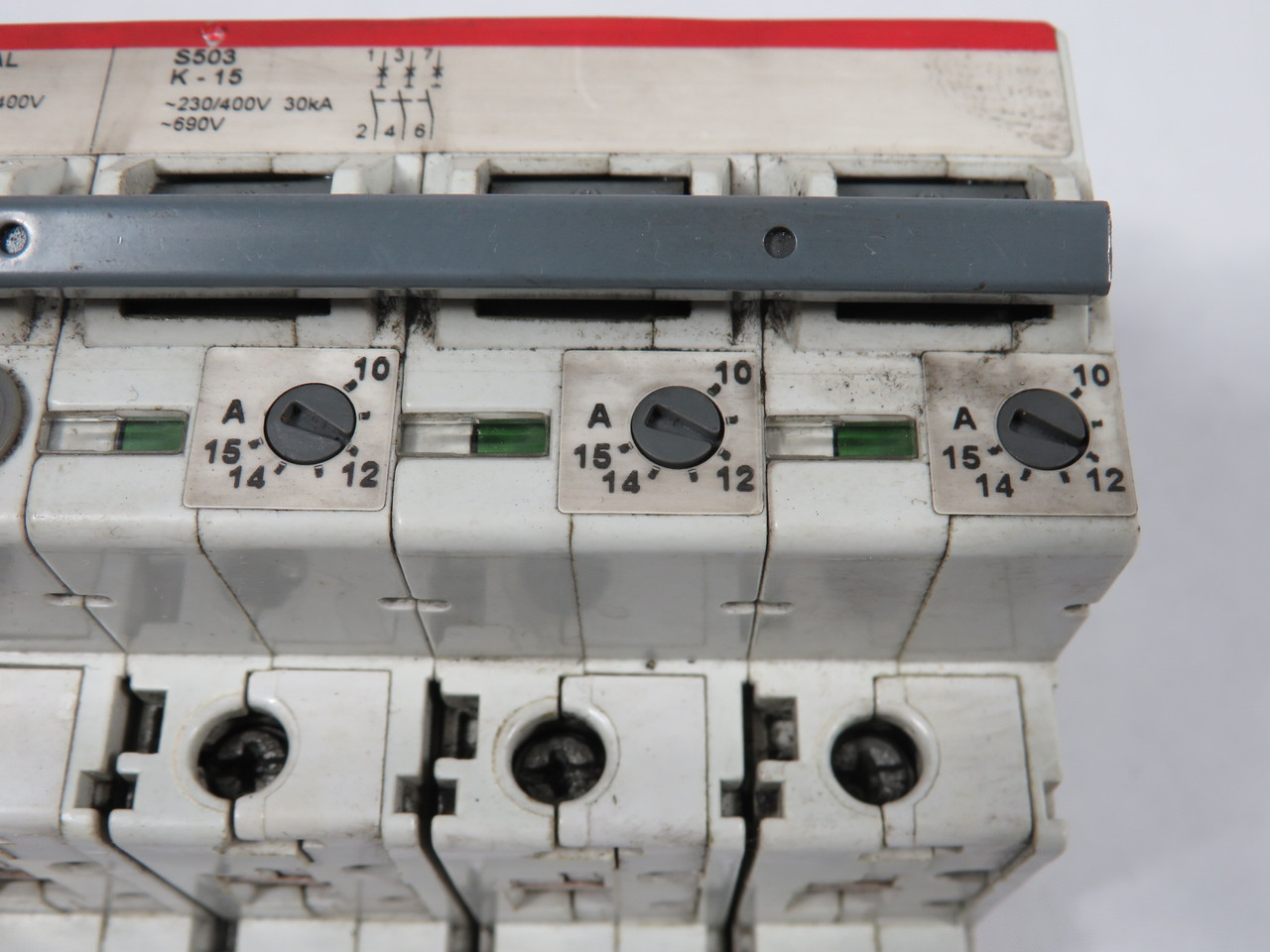 ABB S503-K15+AA 400 VUC Miniature Circuit Breaker 15A 230-400/690V 3-Pole USED