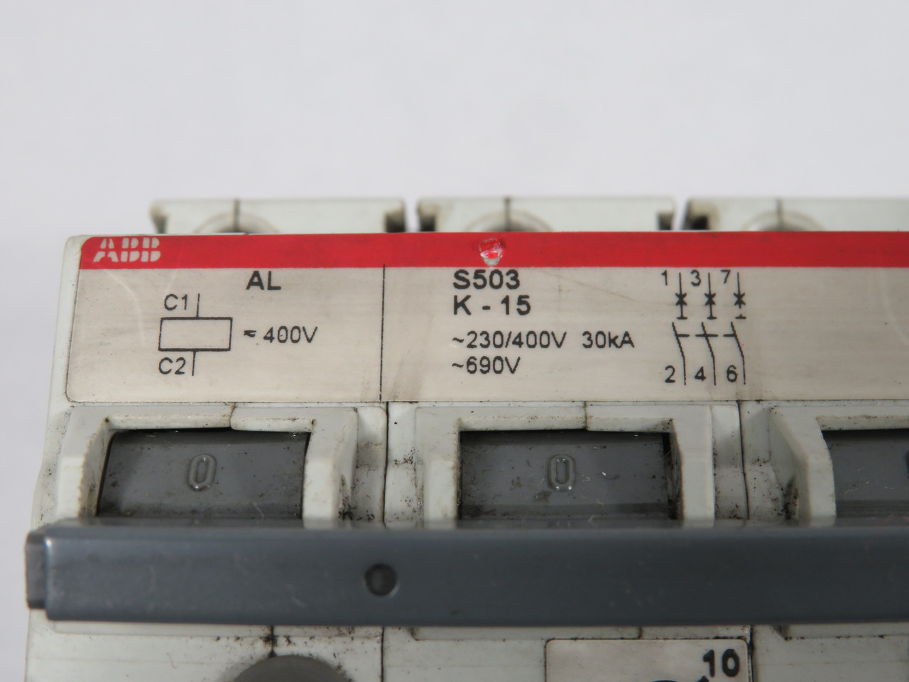 ABB S503-K15+AA 400 VUC Miniature Circuit Breaker 15A 230-400/690V 3-Pole USED