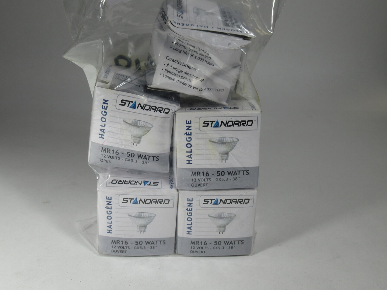 Standard 50891 Halogen Lamp MR16-50W 12V LOT OF 5 BOX DMG NEW